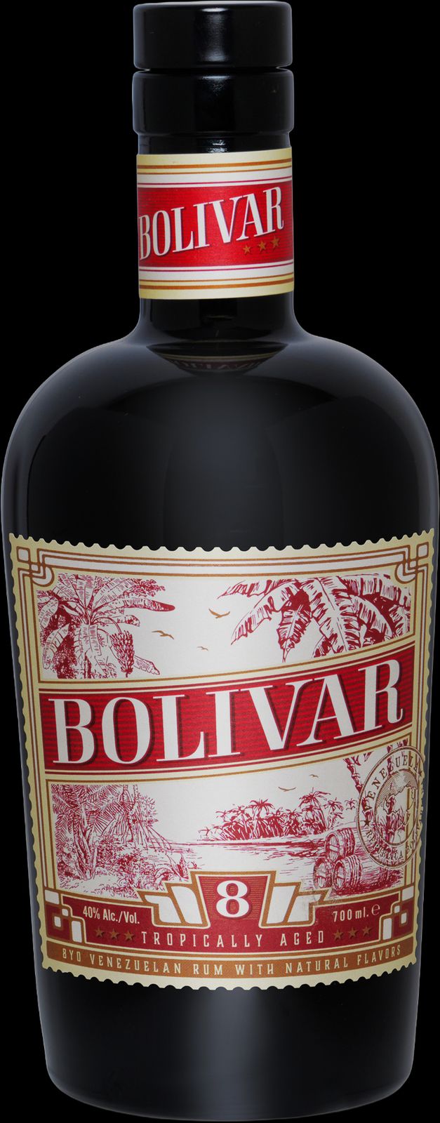 a bottle of bolivar is shown on a black background