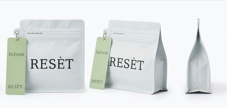 a couple of bags of food sitting next to each other