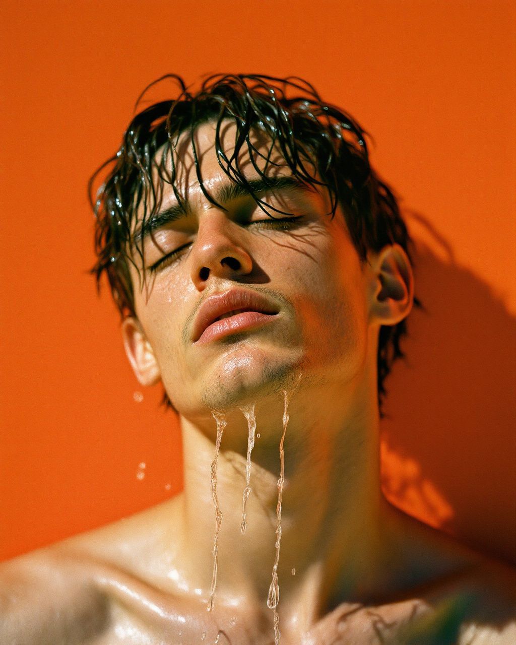 a man with wet hair and no shirt on