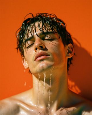 a man with wet hair and no shirt on