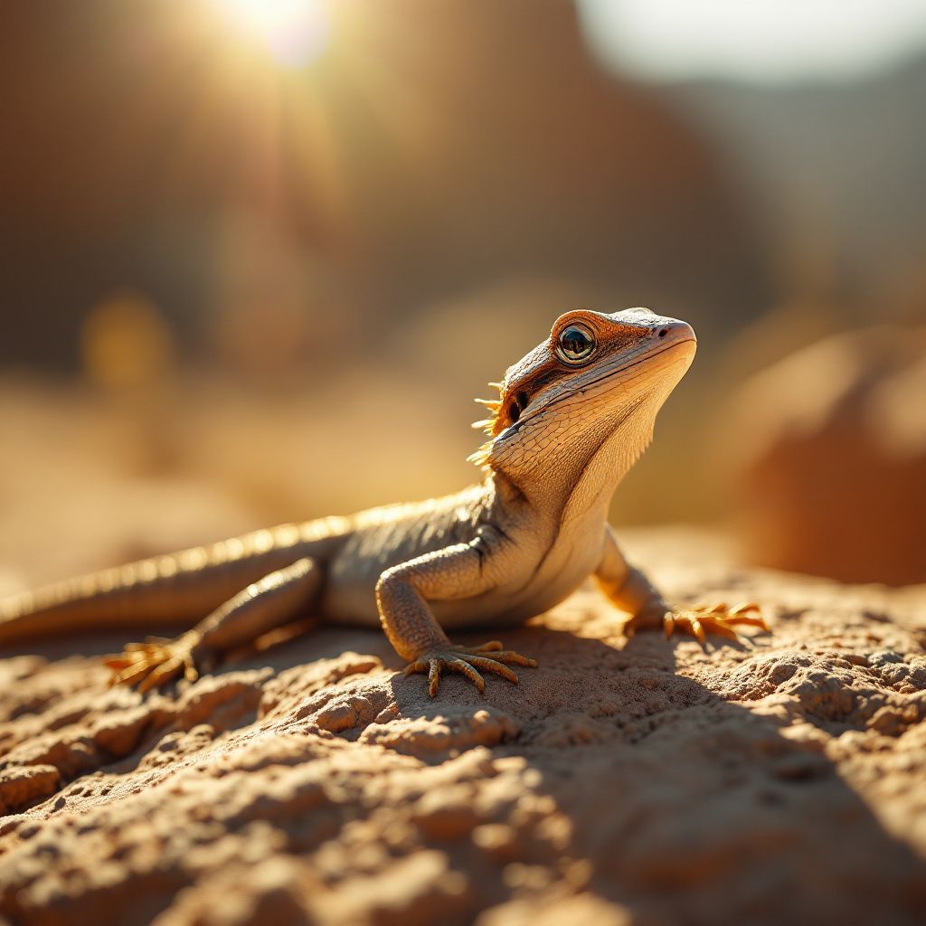 a lizard sitting on top of a sandy ground