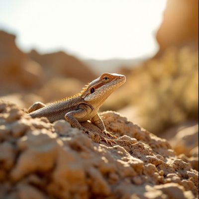 a lizard sitting on a rock in the desert