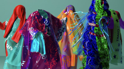 a group of colorful shirts hanging on a rack