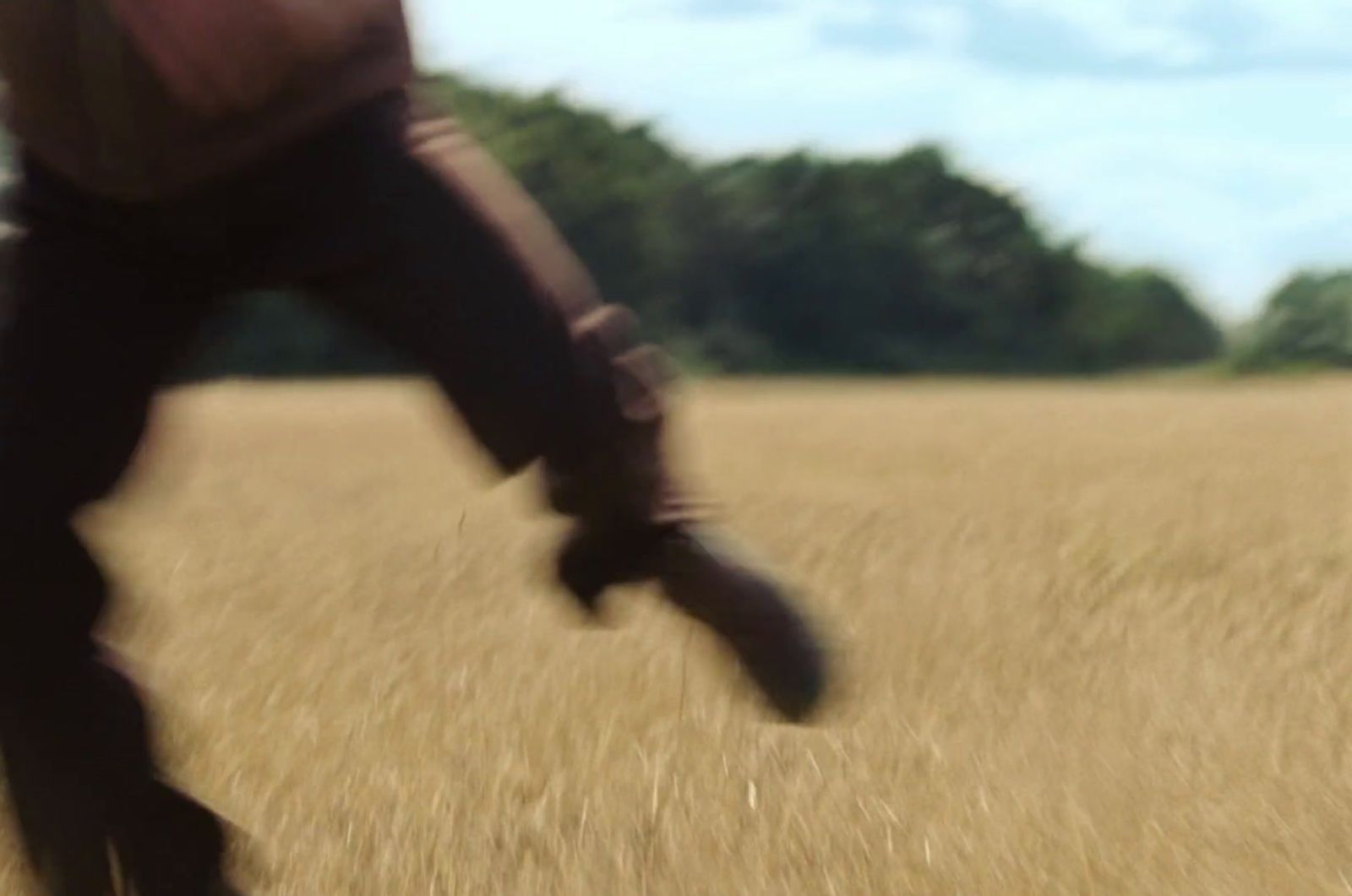 a blurry photo of a person walking through a field