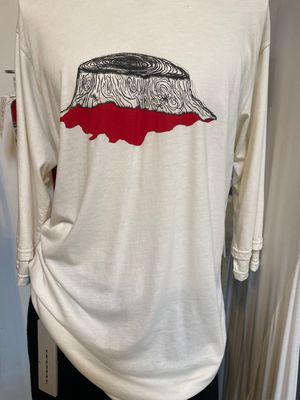 a white t - shirt with a red design on it