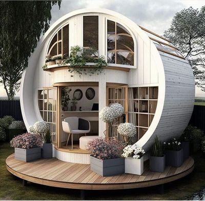 a round house with a lot of windows