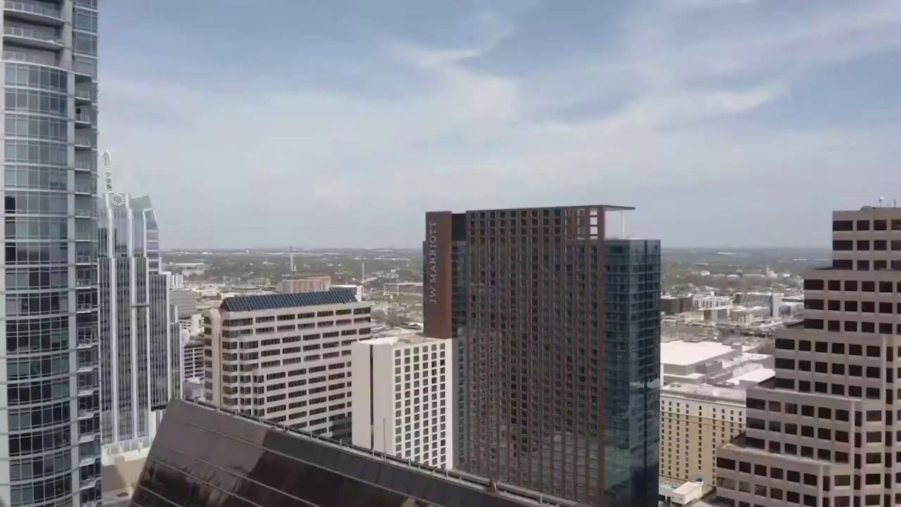 a view of a city from a high rise building