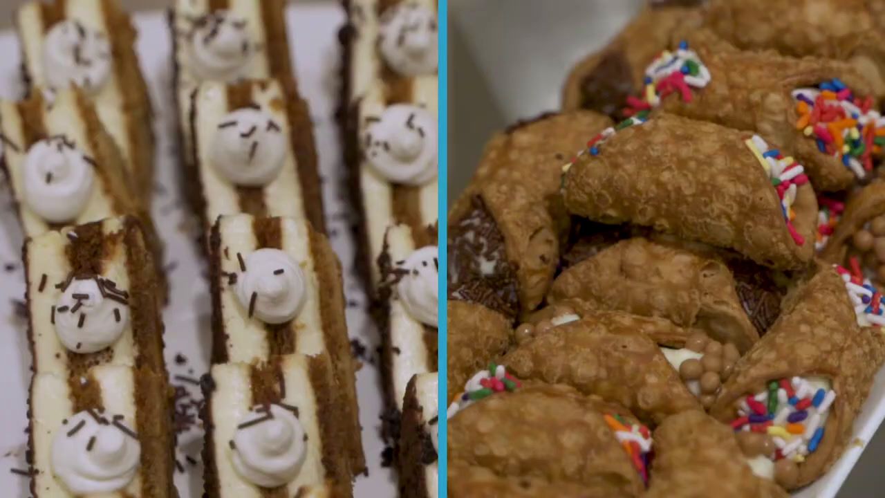 a close up of a plate of desserts