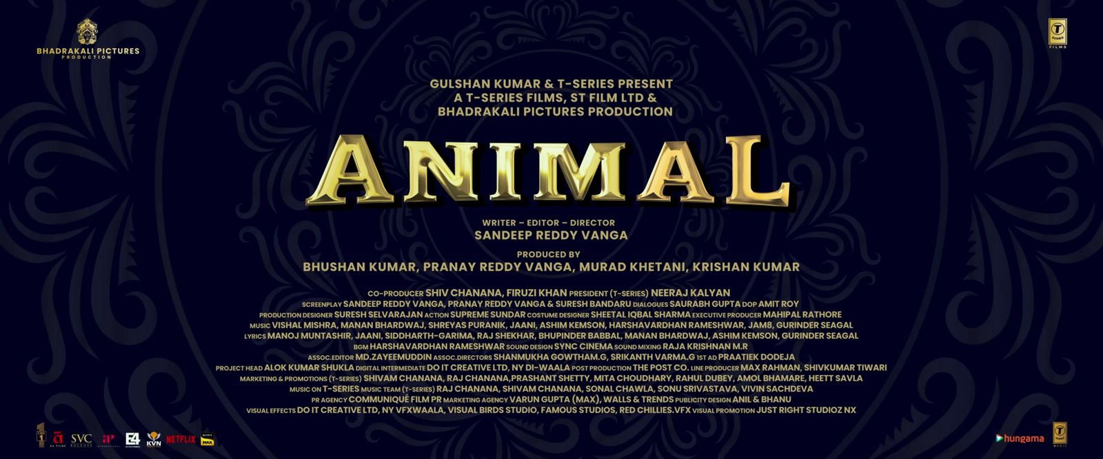 an animal movie poster with gold lettering