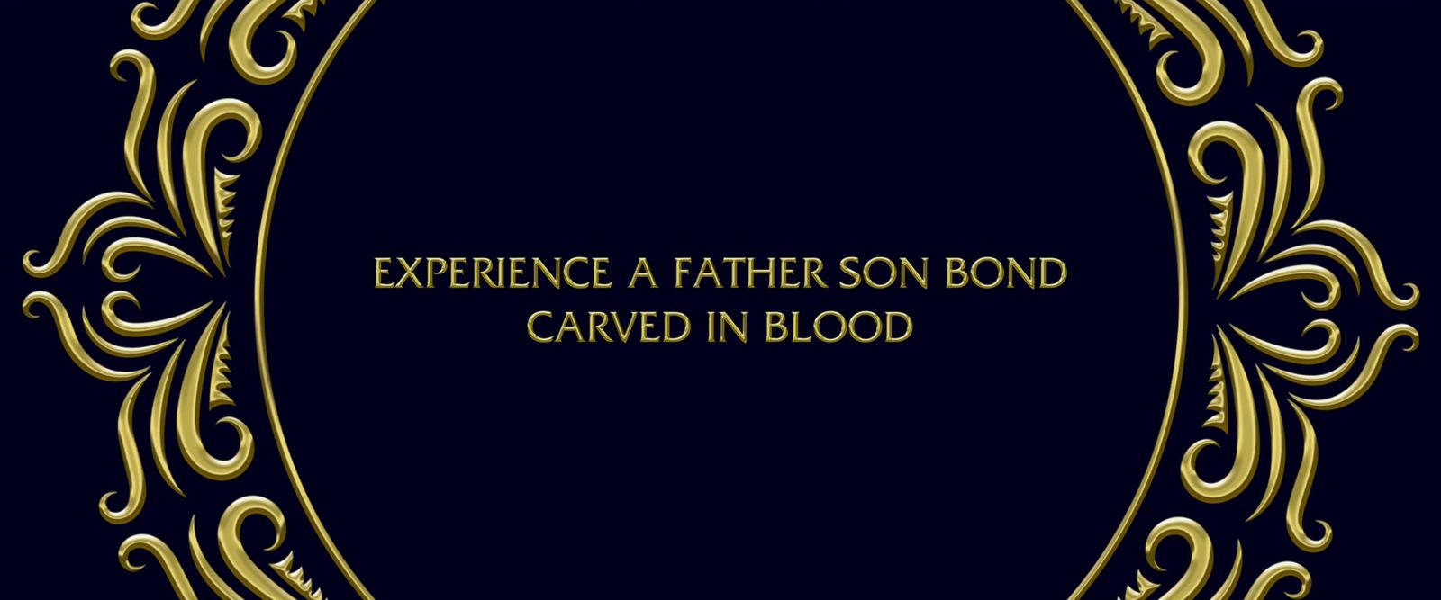 a gold frame with the words experience a father bond carved in blood