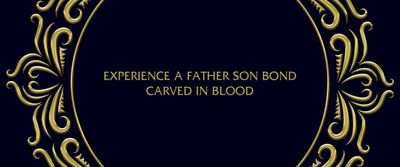 a gold frame with the words experience a father bond carved in blood