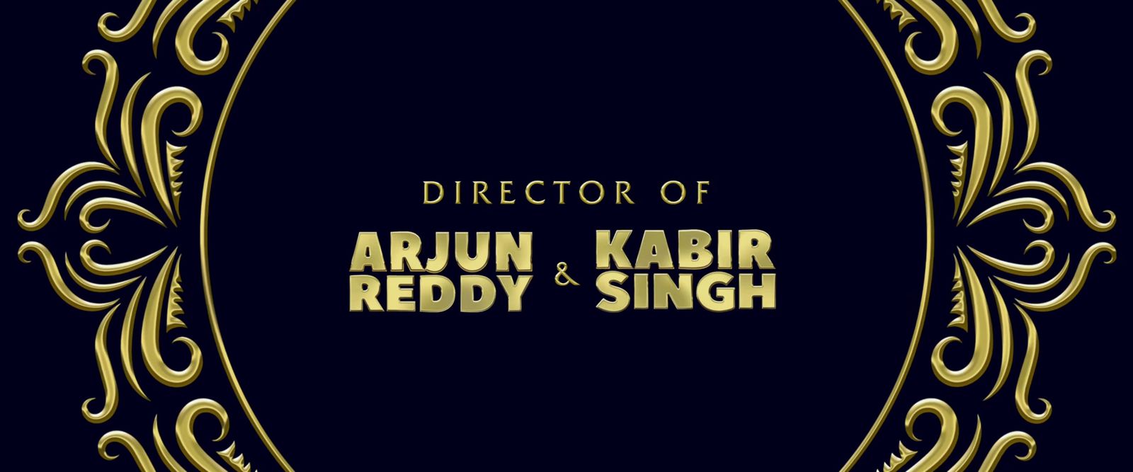 a black and gold frame with the words director of arun, kabir