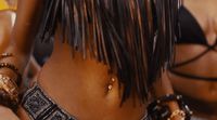 a close up of a person wearing a bikini top
