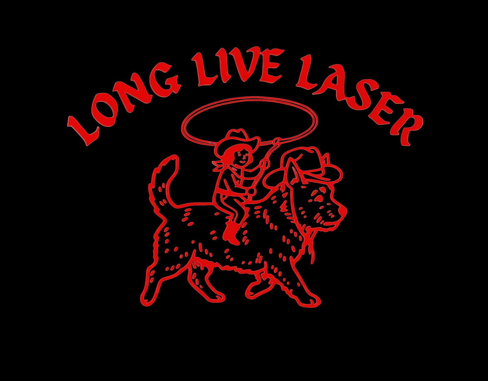 a red line drawing of a dog with a halo around its neck