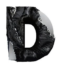 a black and white photo of the letter d