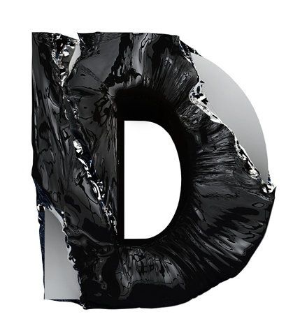 a black and white photo of the letter d