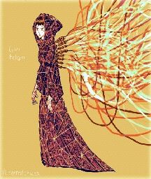 a drawing of a woman in a long dress