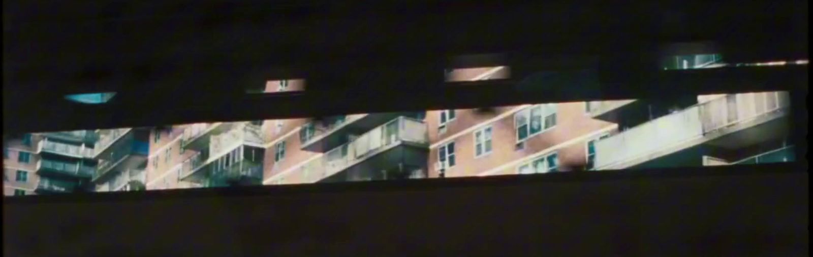 a blurry photo of a building with many windows