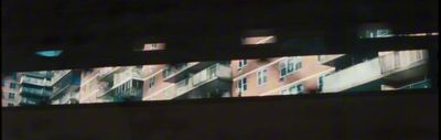 a blurry photo of a building with many windows