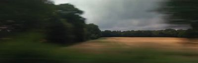 a blurry picture of a field with trees in the background