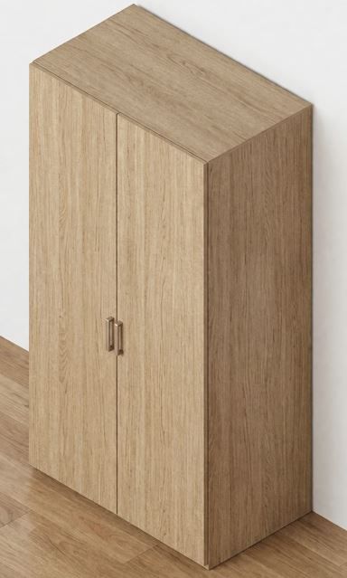 a wooden cabinet sitting on top of a hard wood floor