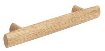 a wooden door handle on a white background