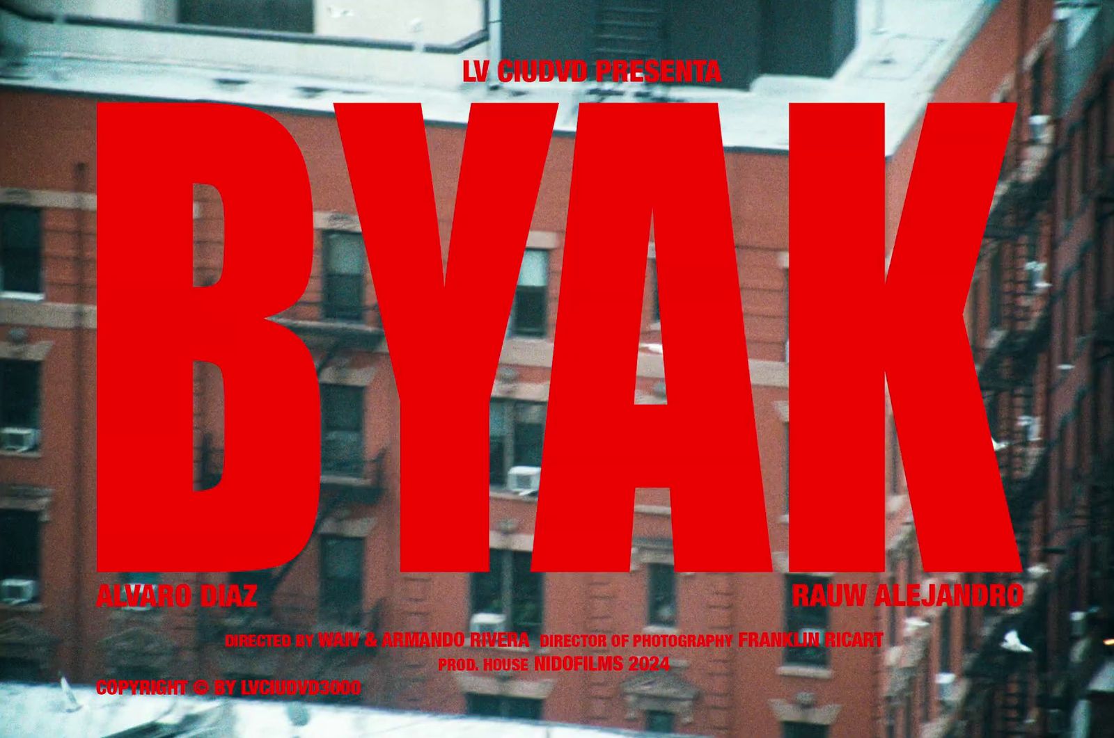 a poster with the words byak in red