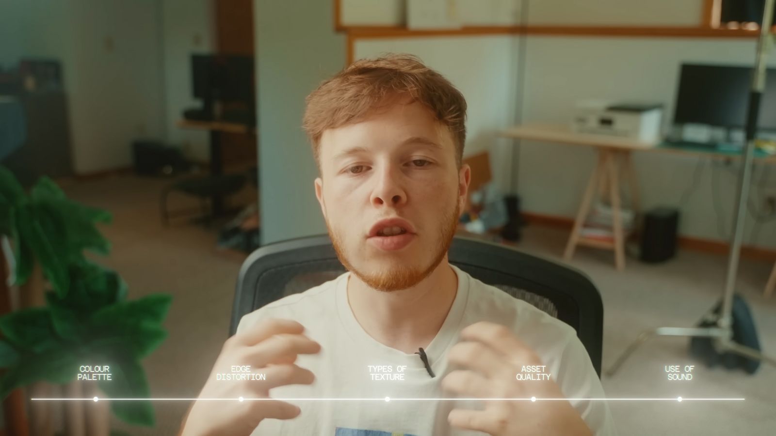 a man sitting in a chair making a face