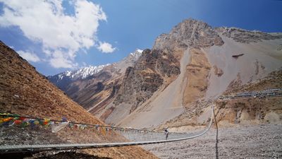 a mountain with a road going through it