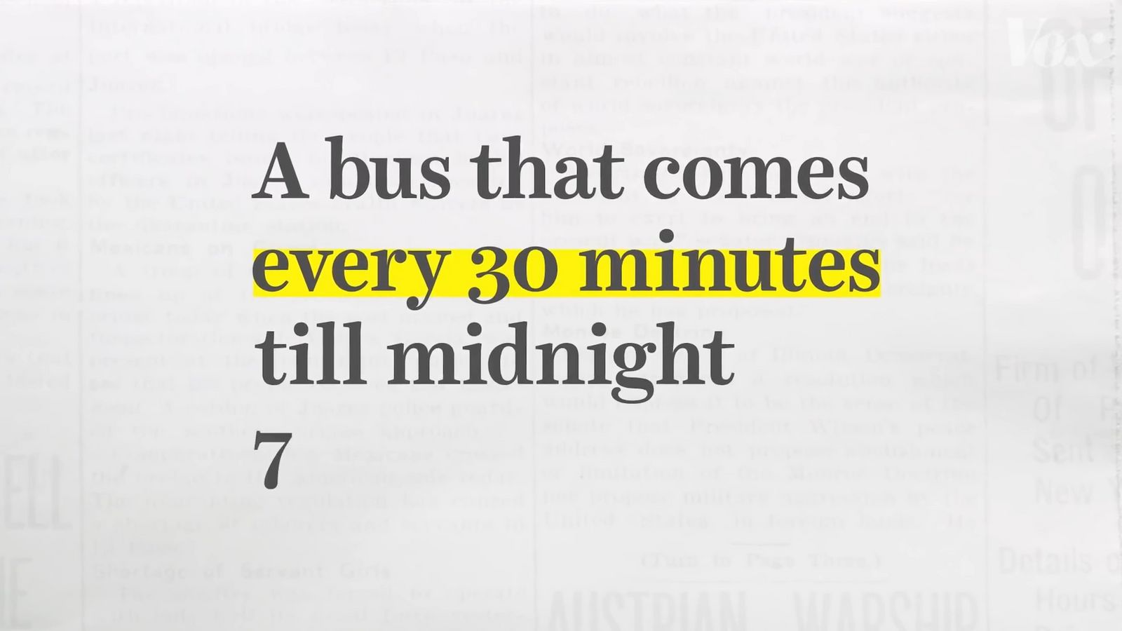 a bus that comes every 30 minutes till midnight