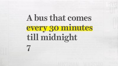 a bus that comes every 30 minutes till midnight