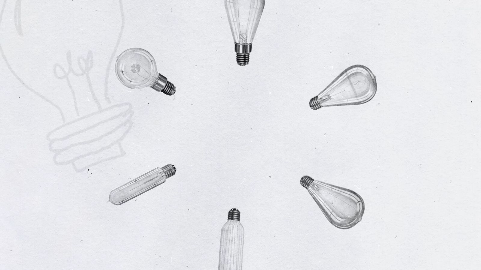 a drawing of a group of light bulbs