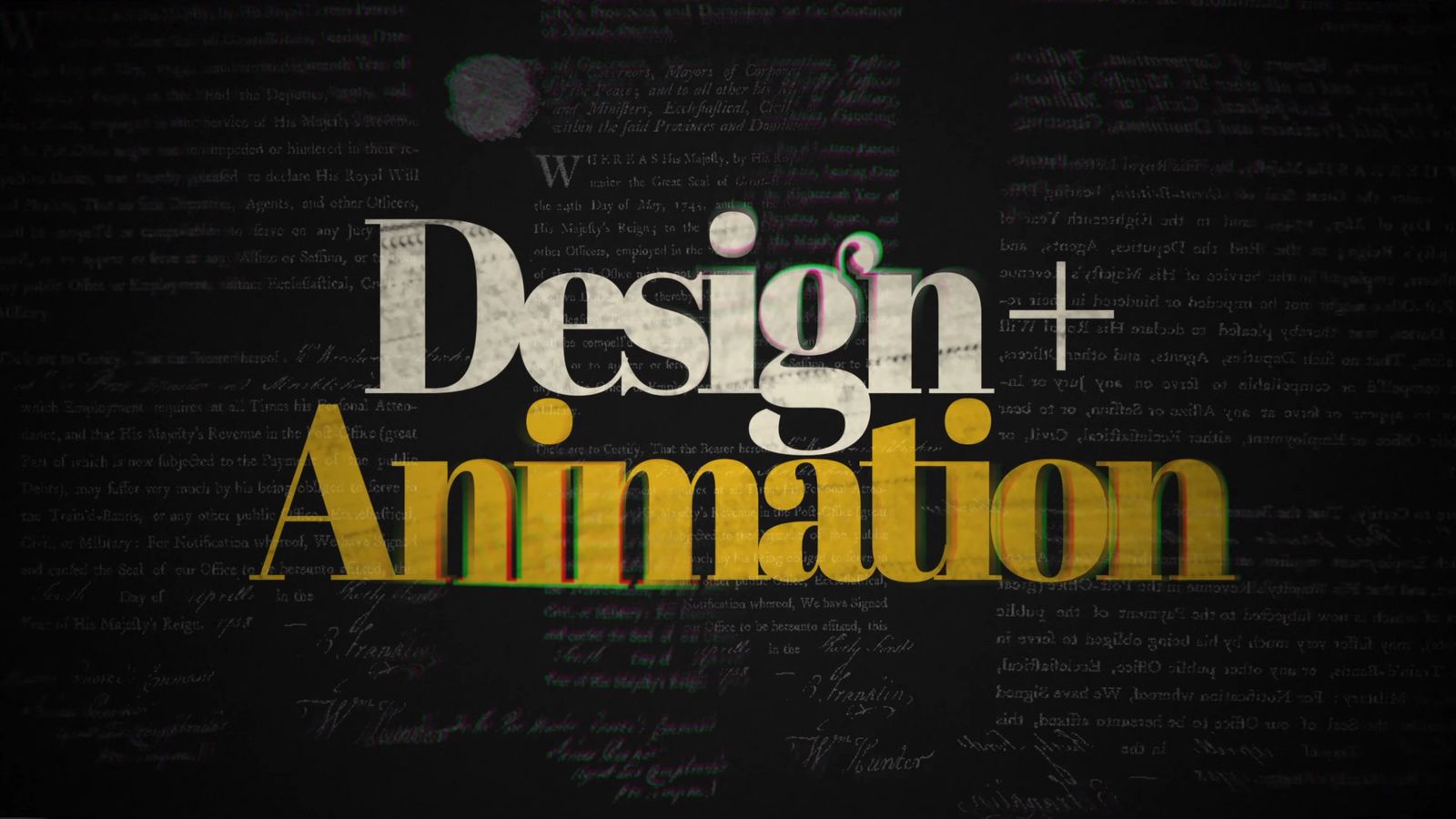 the words design and animation on a black background