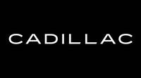 the word cadillac written in white on a black background