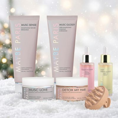 a group of products sitting on top of a pile of snow