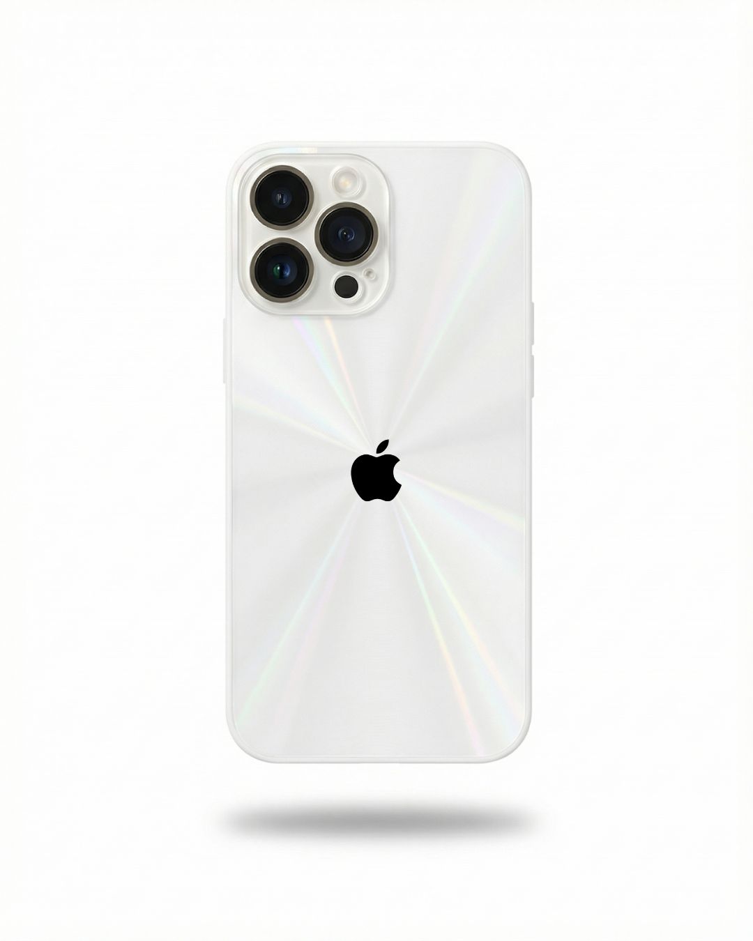 a white iphone case with an apple logo on it
