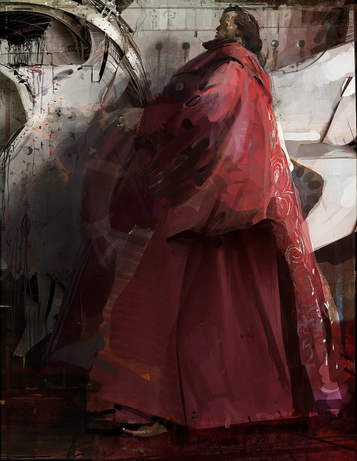 a painting of a man in a red robe