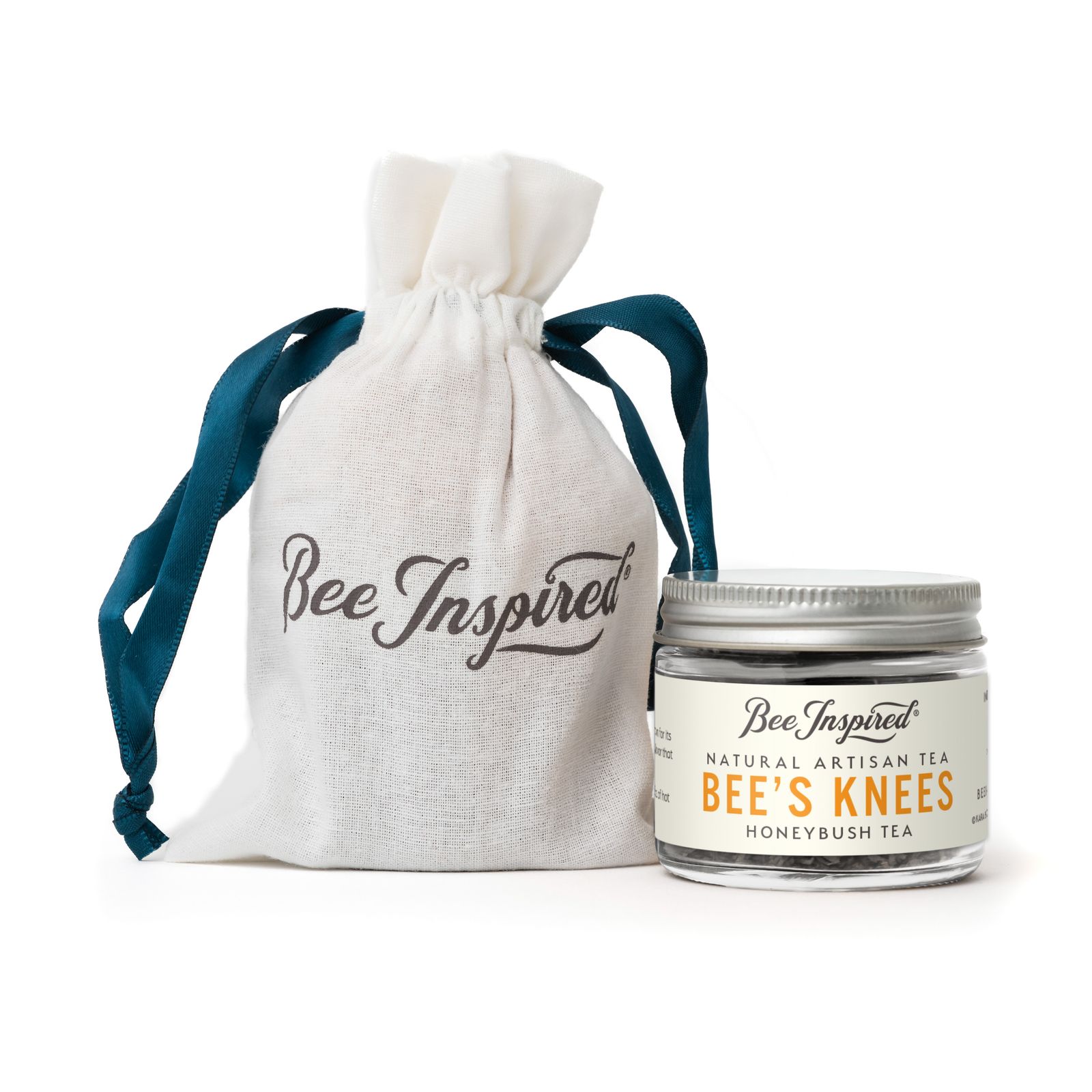 a bag of bees knees next to a jar of bees knees