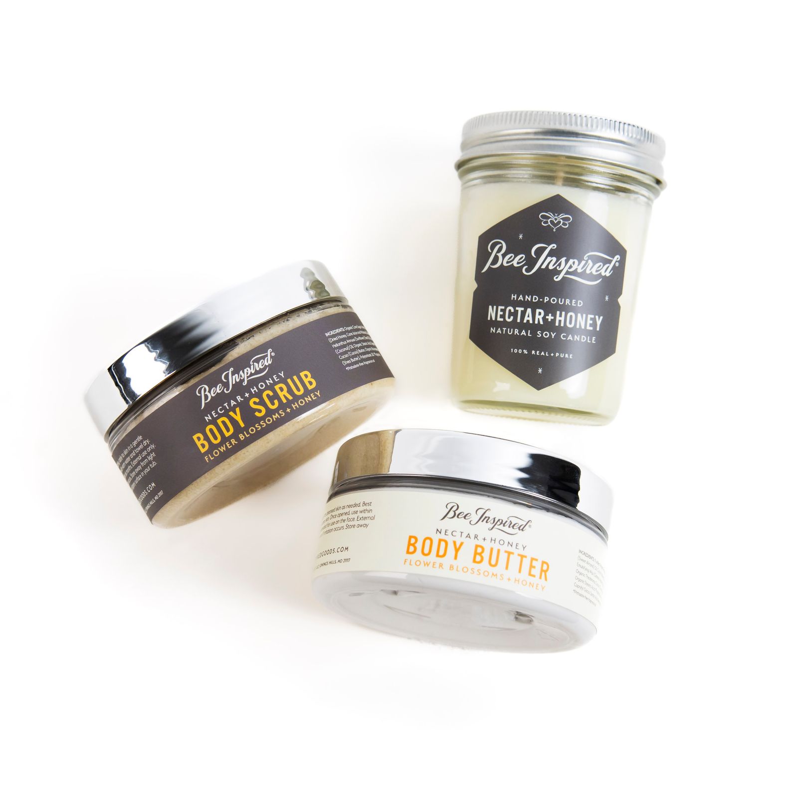 three jars of body butter and a jar of body butter
