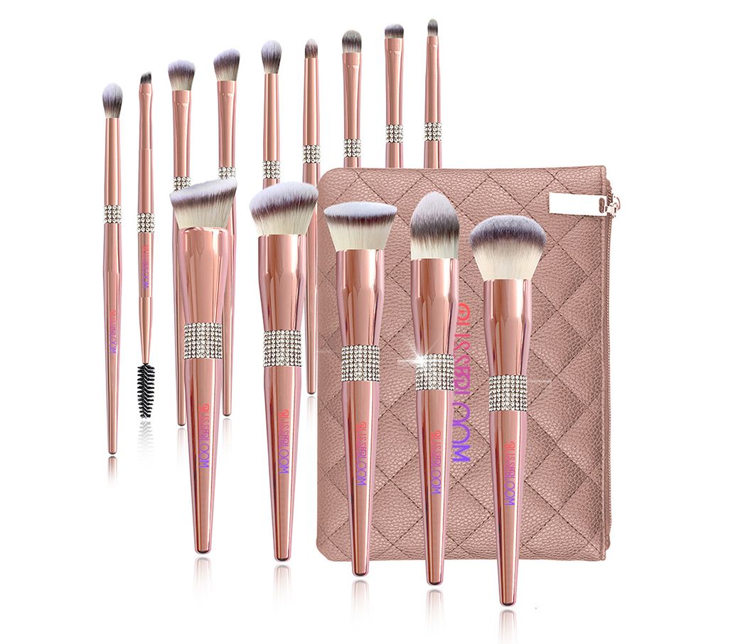 a set of makeup brushes and a case