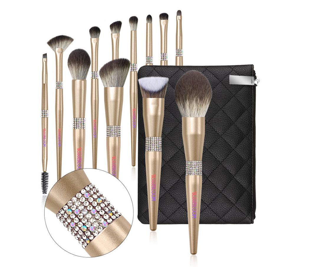a set of makeup brushes and a case