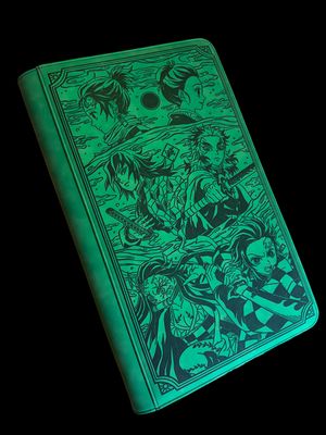 a book with a green glow on it