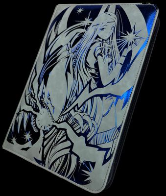 a blue and white picture of a woman holding a knife