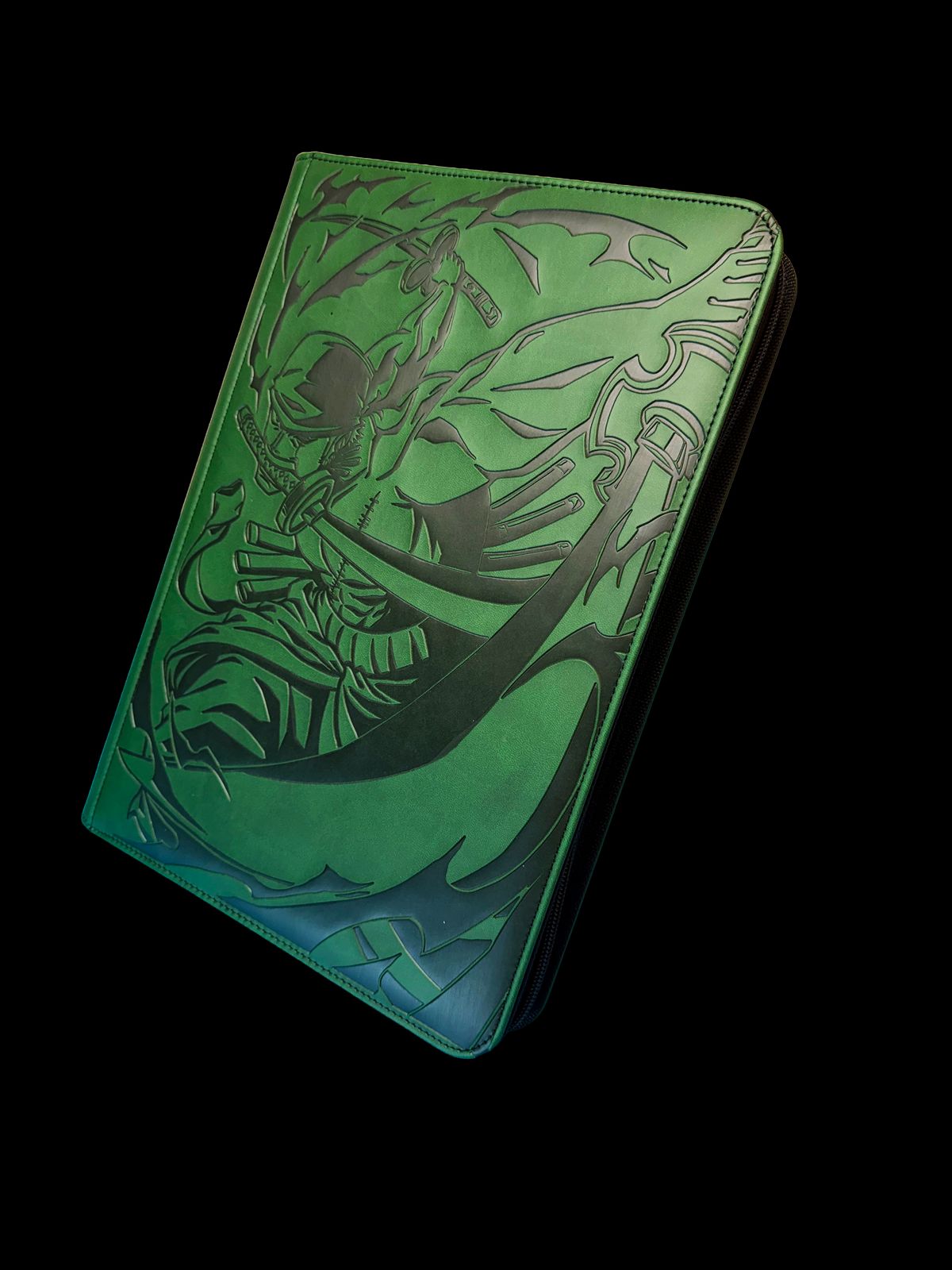 a green book with a picture of a skeleton on it