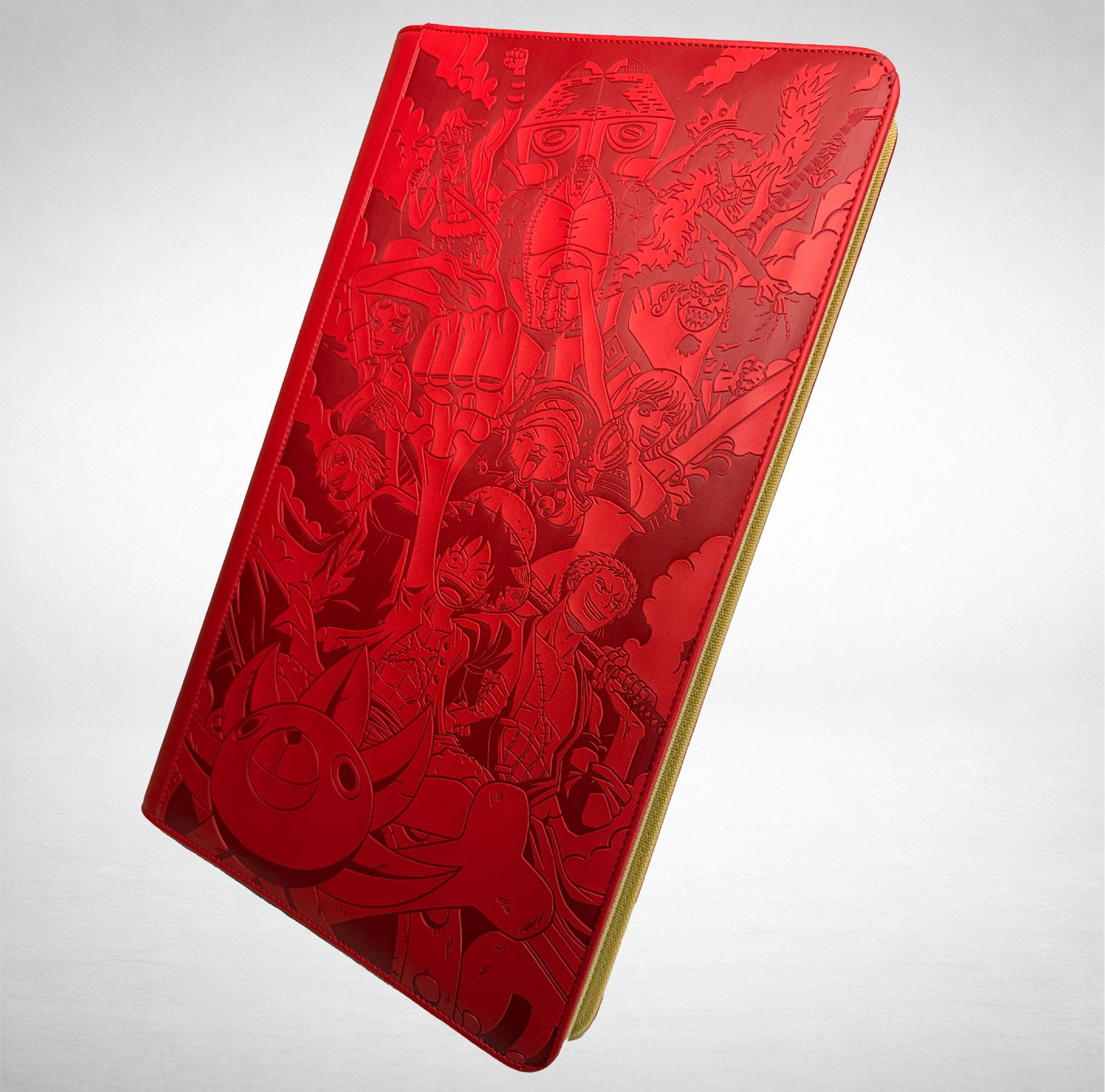 a red book with a bunch of cartoon characters on it