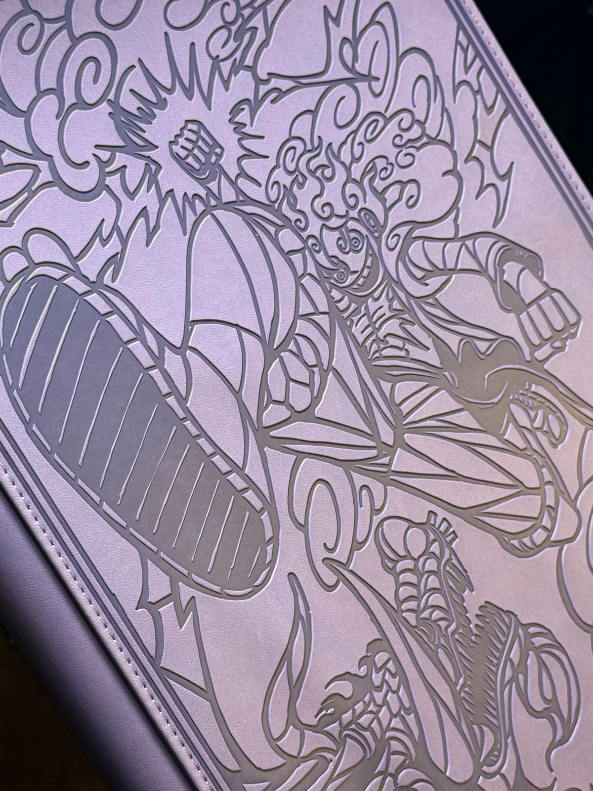 a close up of a book with a drawing on it