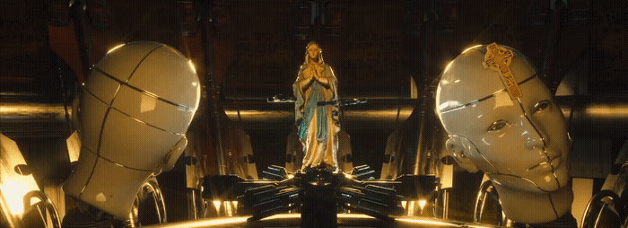 a statue of a woman standing in a room