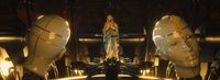 a statue of a woman standing in a room