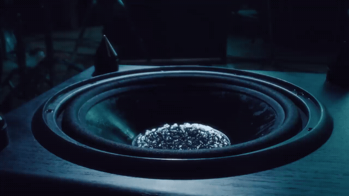 a close up of a speaker on a table