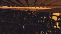 an overhead view of a room with a ceiling fan